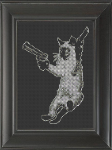 Cat With Guns - Cross Stitch Pattern Chart
