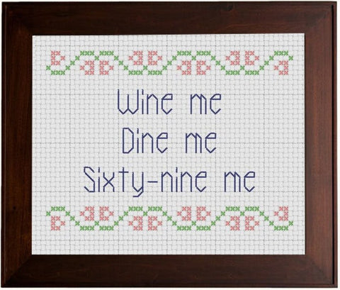 Wine Me, Dine Me - Cross Stitch Pattern Chart