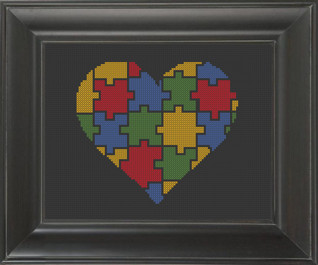 Puzzled Heart - Cross Stitch Pattern Chart