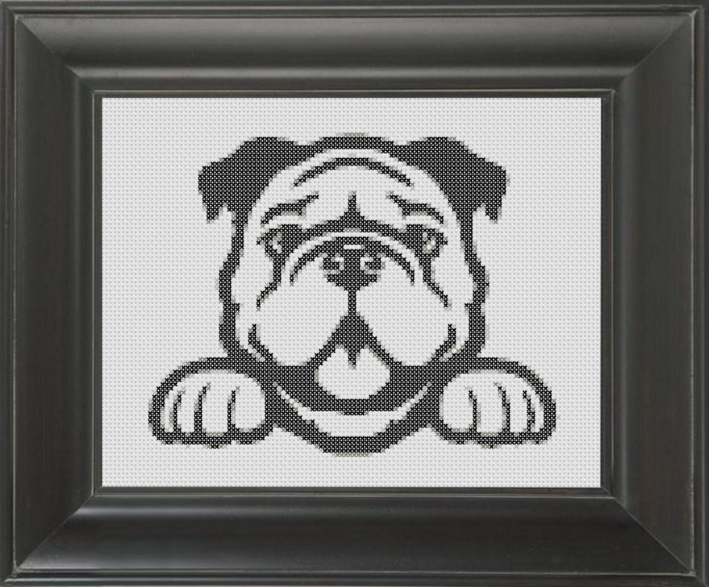 Bulldog BW - Cross Stitch Pattern Chart