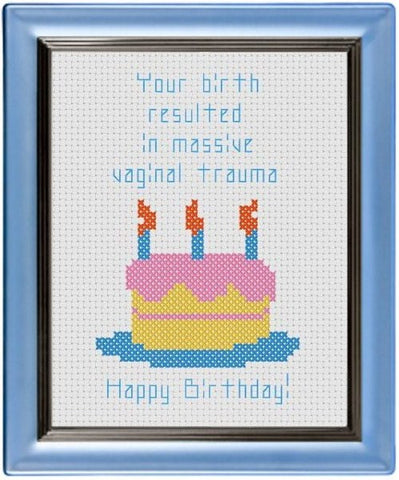Birthday: Vaginal Trauma - Cross Stitch Pattern Chart