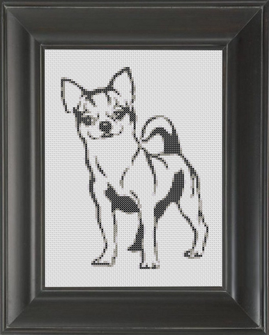 Chihuahua BW - Cross Stitch Pattern Chart