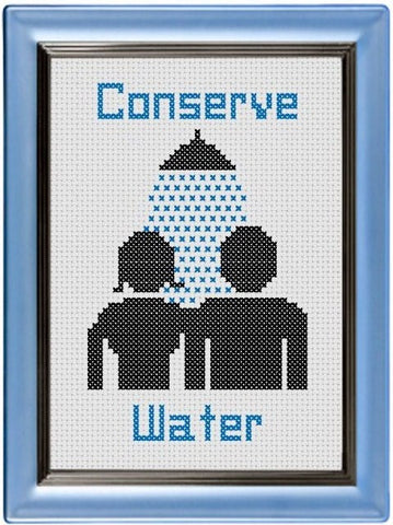 Conserve Water - Cross Stitch Pattern Chart
