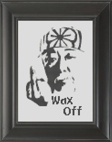 Mr. Miyagi - Wax Off BW - Cross Stitch Pattern Chart