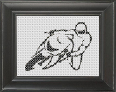 Motorcycle BW - Cross Stitch Pattern Chart