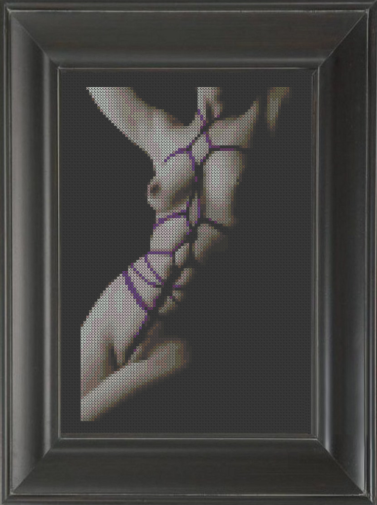 Bondage 32 - Purple Shibari - Cross Stitch Pattern Chart Erotic Nude Sexy NSFW