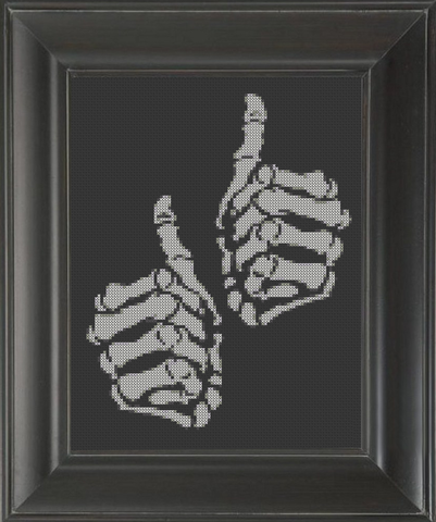 Skeleton Double Thumbs Up - Cross Stitch Pattern Chart