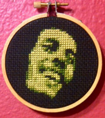 Bob Marley in Green Threezle - Cross Stitch Pattern Chart