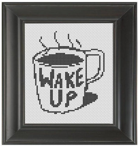 Wake Up - Cross Stitch Pattern Chart Coffee