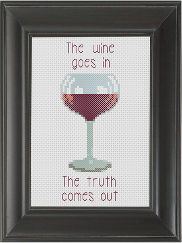 The Wine Goes In - Cross Stitch Pattern Chart Wine