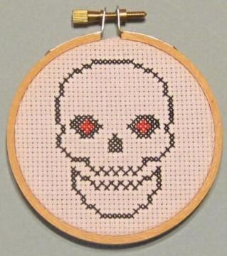 Skeleton Threezle - Cross Stitch FINISHED PIECE